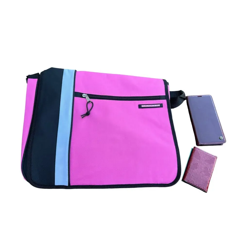 Pink Travel Messenger Laptop Commuter TravelMaker Bag with Adjustable Strap NEW